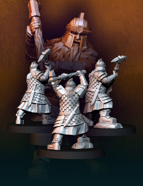 Set of 3 Silver Goat Dwarf with Hammer | Silver Goat Dwarves | Fantasy | Davale Games