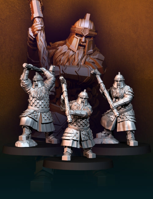 Set of 3 Silver Goat Dwarf with Hammer | Silver Goat Dwarves | Fantasy | Davale Games