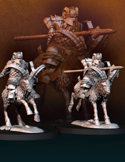 Silver Goat Dwarf Spearman Mounted | Silver Goat Dwarves | Fantasy | Davale Games