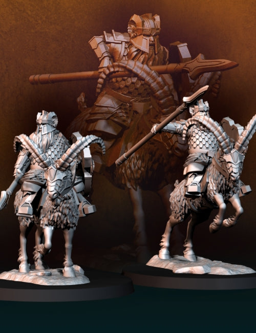 Silver Goat Dwarf Spearman Mounted | Silver Goat Dwarves | Fantasy | Davale Games