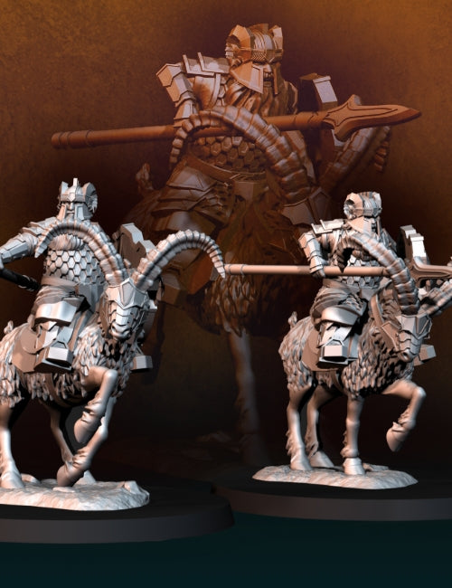 Silver Goat Dwarf Spearman Mounted | Silver Goat Dwarves | Fantasy | Davale Games