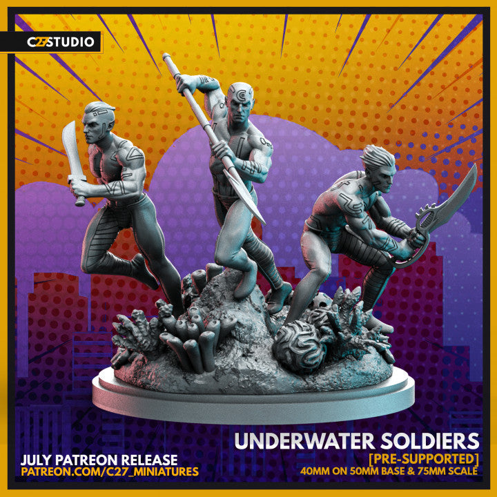 Underwater Soldiers by c27 – High-Quality 3D Printed Miniature