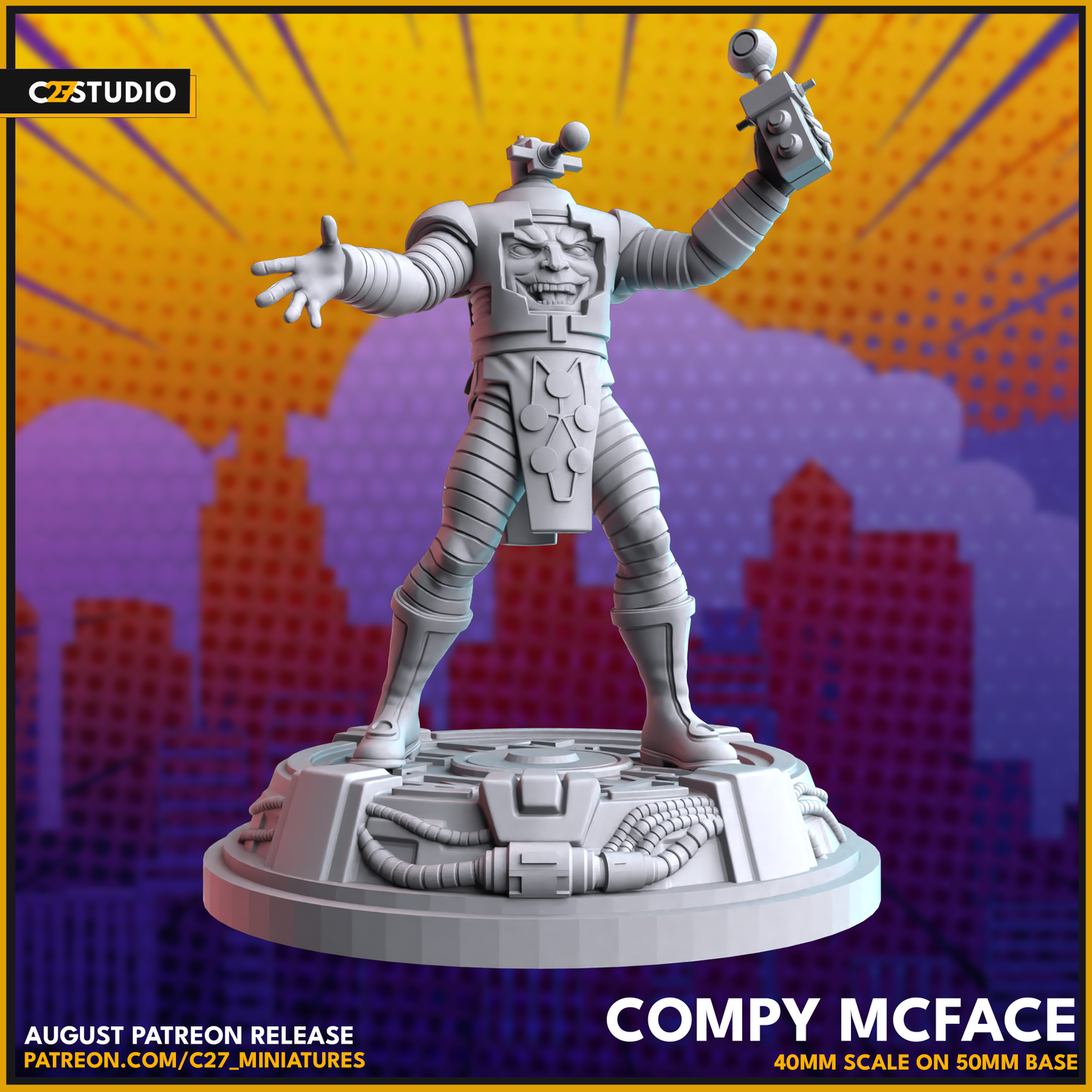 Compy Mcface 3D Miniature by c27 – Ideal for Tabletop Games