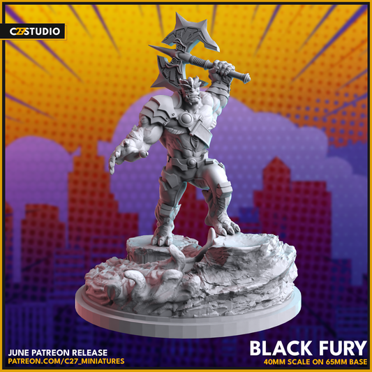 Black Fury 3D Miniature by c27 – Ideal for Tabletop Games