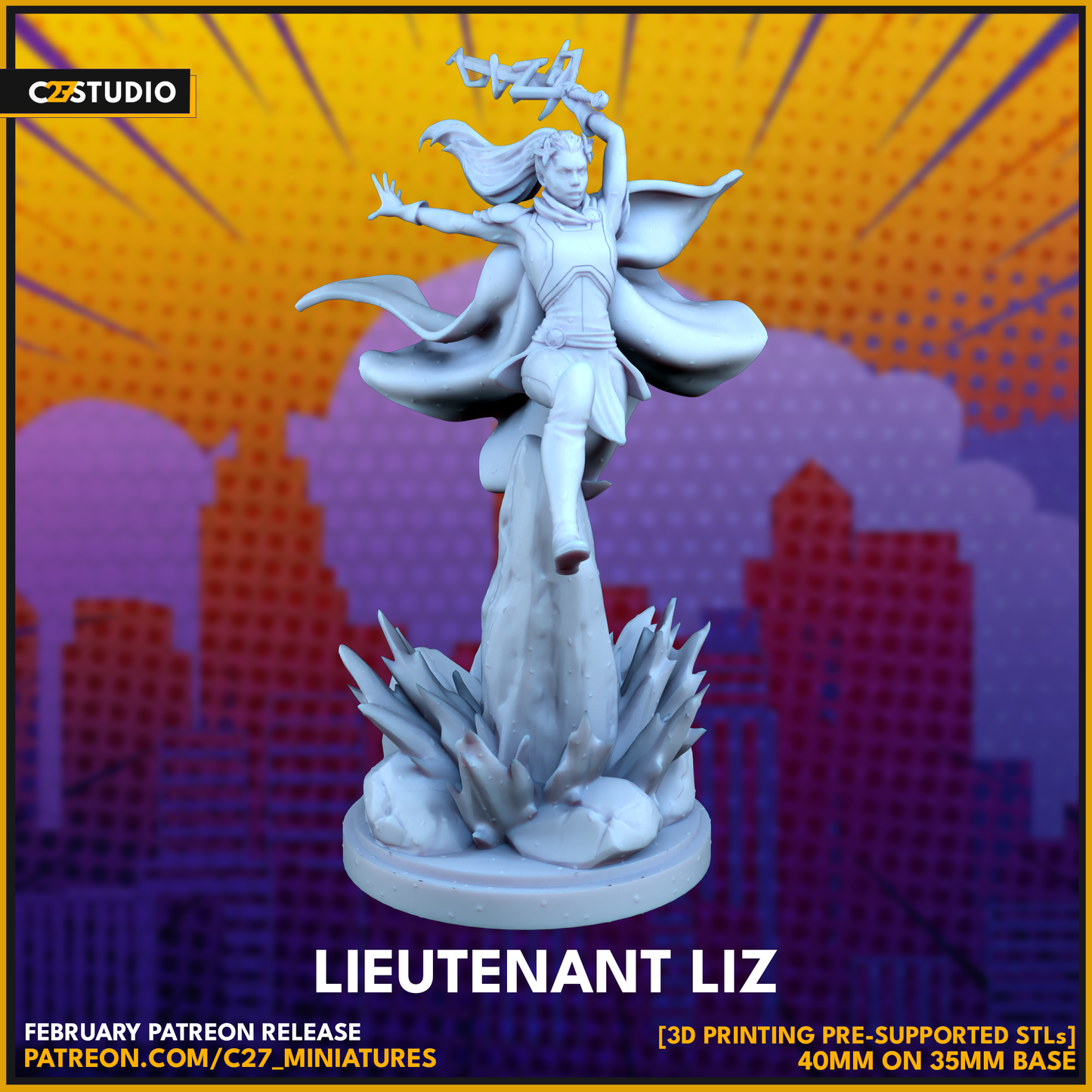 Lieutenant Liz by c27 – Custom Miniature for Tabletop Play