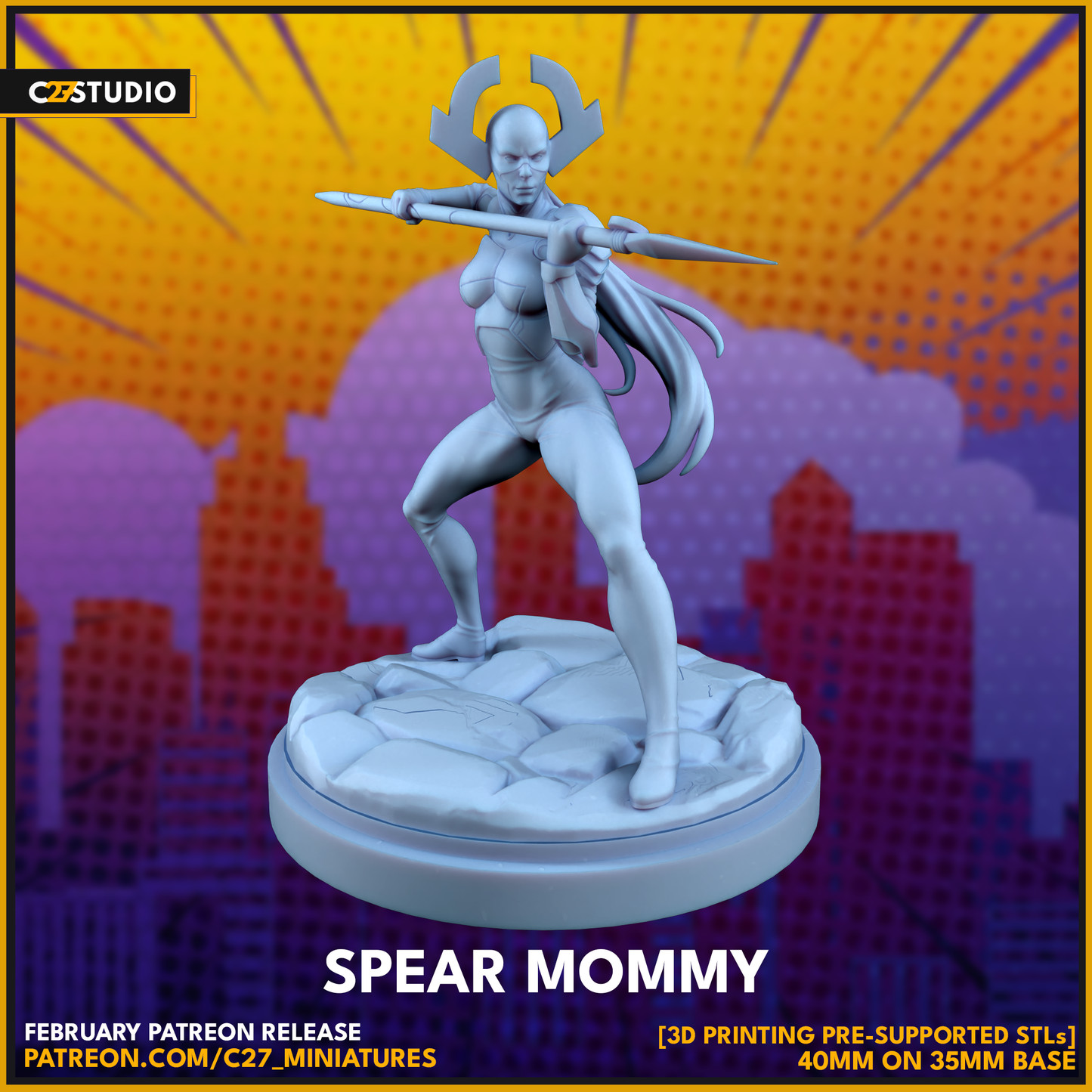 Spear Mommy 3D Miniature by c27 – Ideal for Tabletop Games