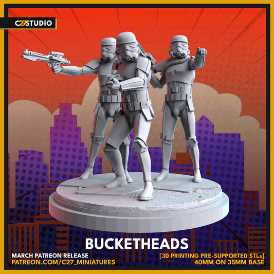 Bucketheads Pack 3D Miniature by c27 – Ideal for Tabletop Games