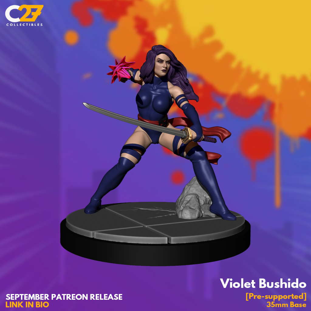 Custom Violet Bushido 3D Model by c27 – Tabletop Adventures Await