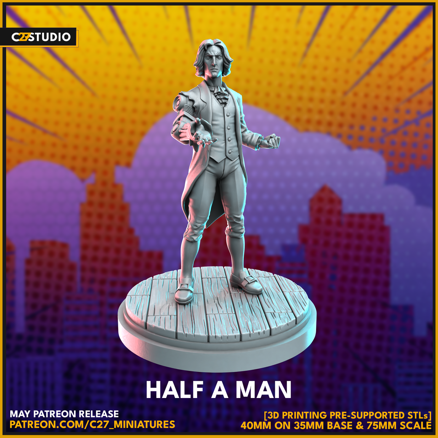 half a man by c27 – 3D Printed Miniature for Tabletop