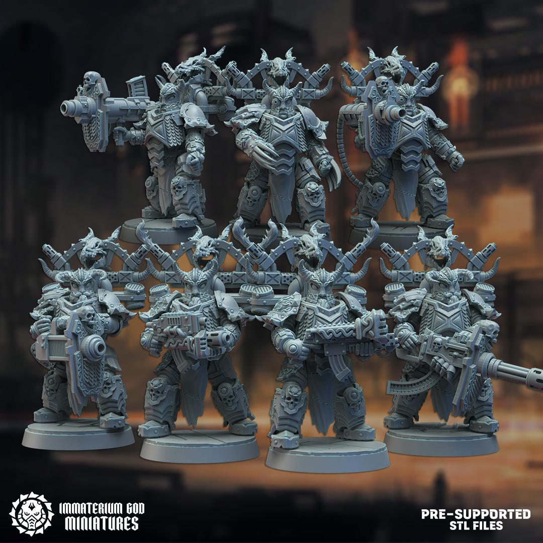 Black Steel Protectors Set of 7 | Immaterium God Miniatures | Grimdark Compatible