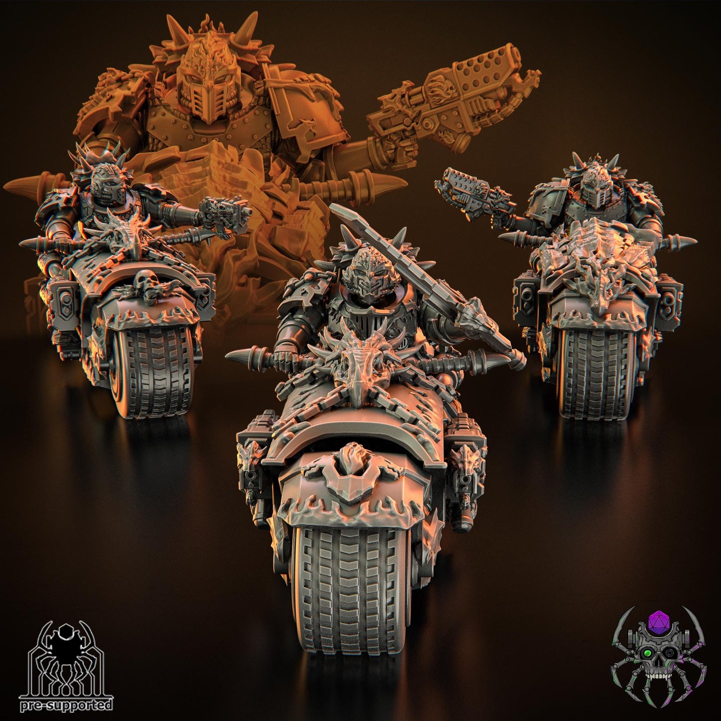 Set of 3 Flame Lizards Bikers | EightLegsMiniatures | Grimdark Compatible