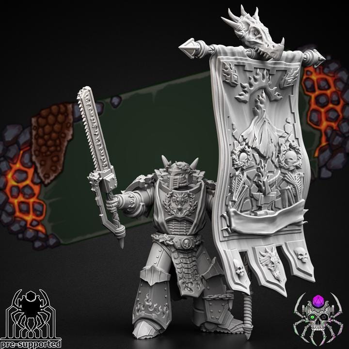 Flame Lizards Standard Bearer | EightLegsMiniatures | Grimdark Compatible