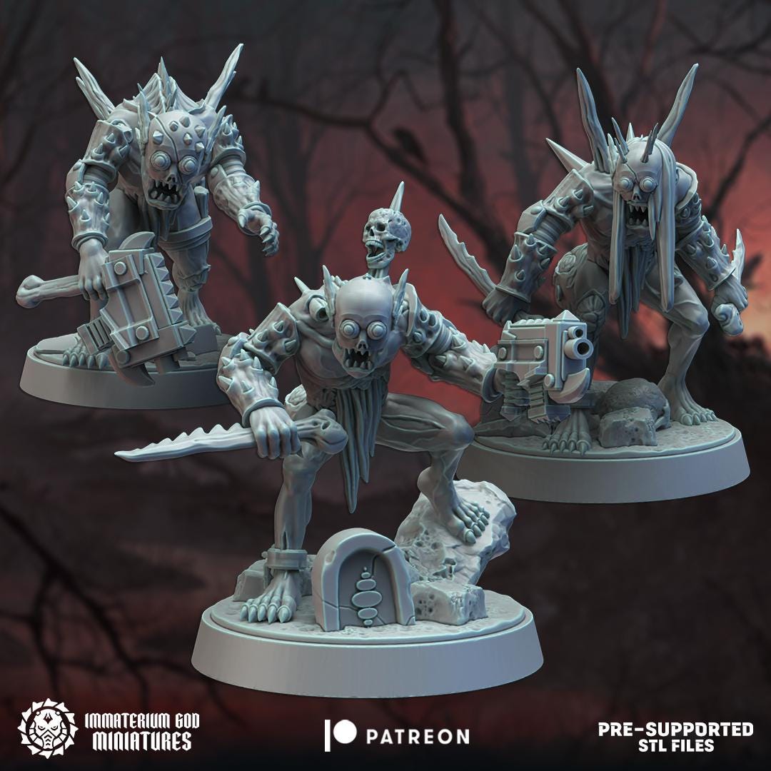 Set of 3 Cyberghouls | Immaterium God Miniatures | Grimdark Compatible