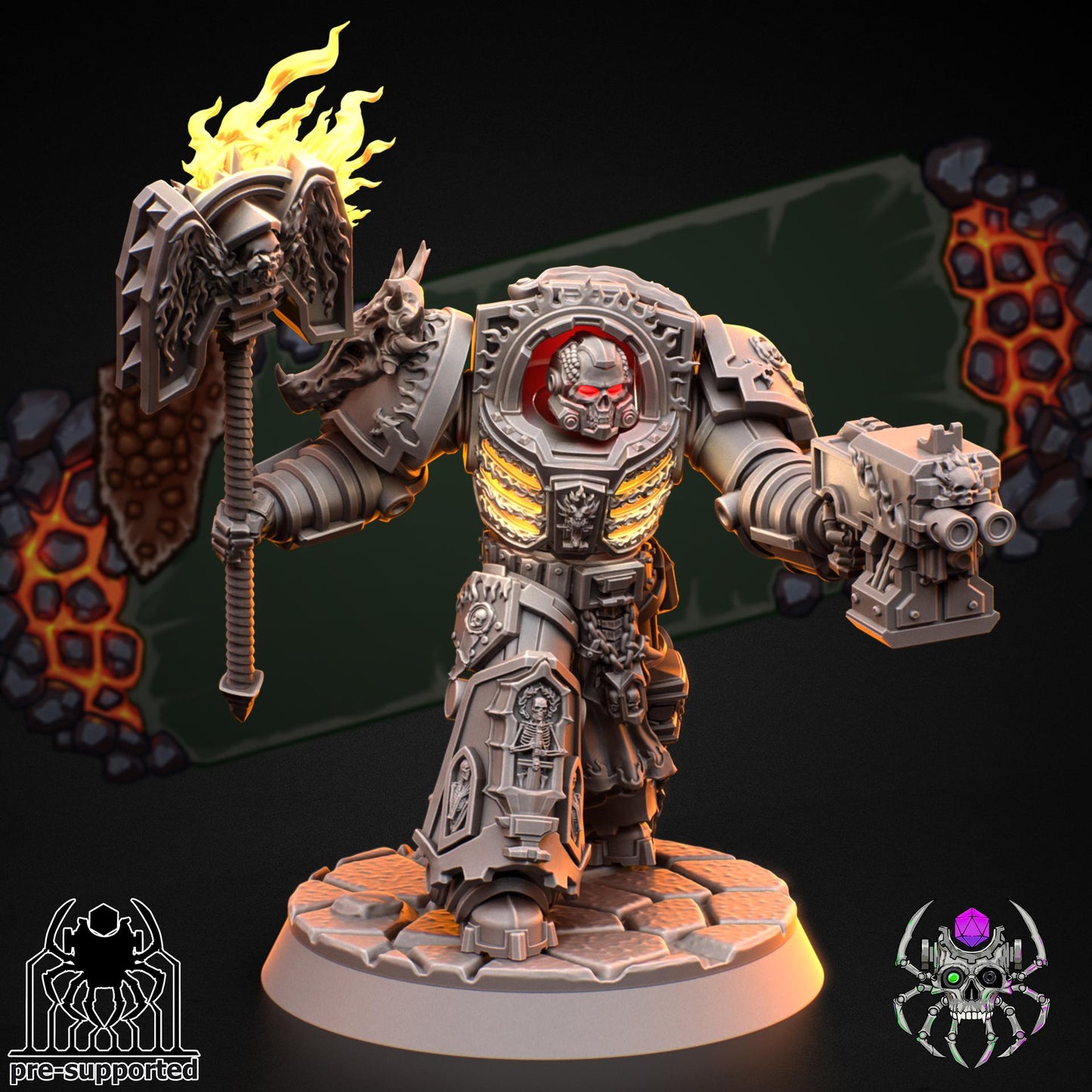 Flame Lizards Heavy Armor Prelate | EightLegsMiniatures | Grimdark Compatible