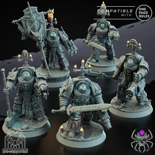 Demon Hunters Heavy Armor Squad | EightLegsMiniatures | Grimdark Compatible | Set of 5