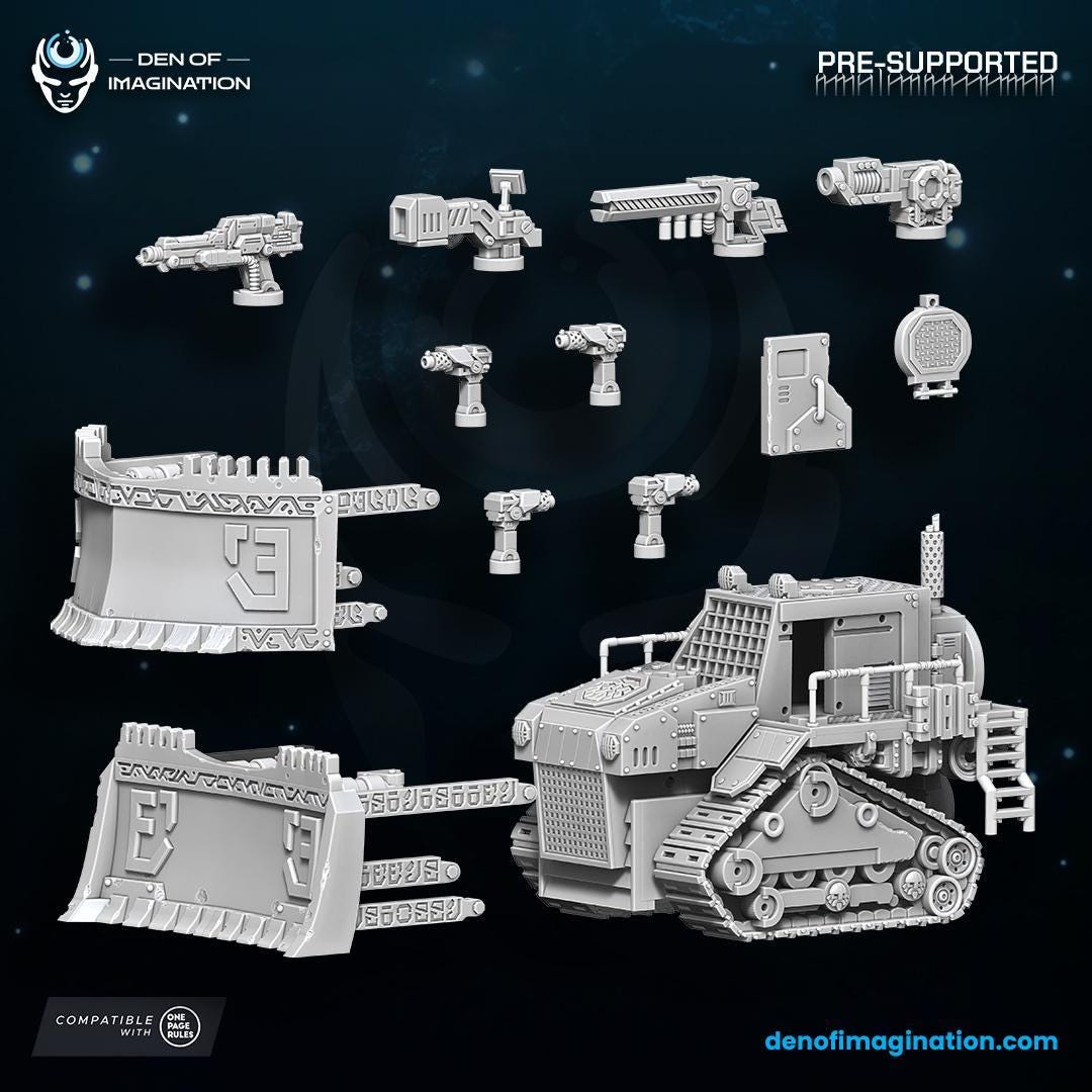 Space Dwarfs - Khazaroth Empire Starforge Bulldozer (All Weapons) | Den of Imagination | Grimdark Compatible