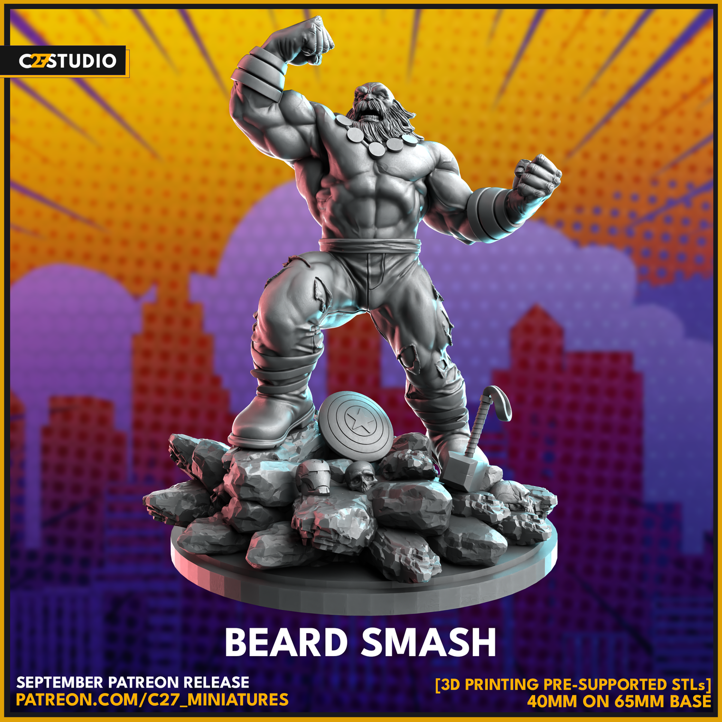 c27's Beard Smash 3D Miniature – Add to Your Collection