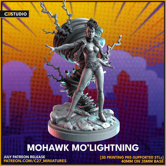 Mohawk Mo'Lightning 3D Miniature by c27 – Ideal for Tabletop Games