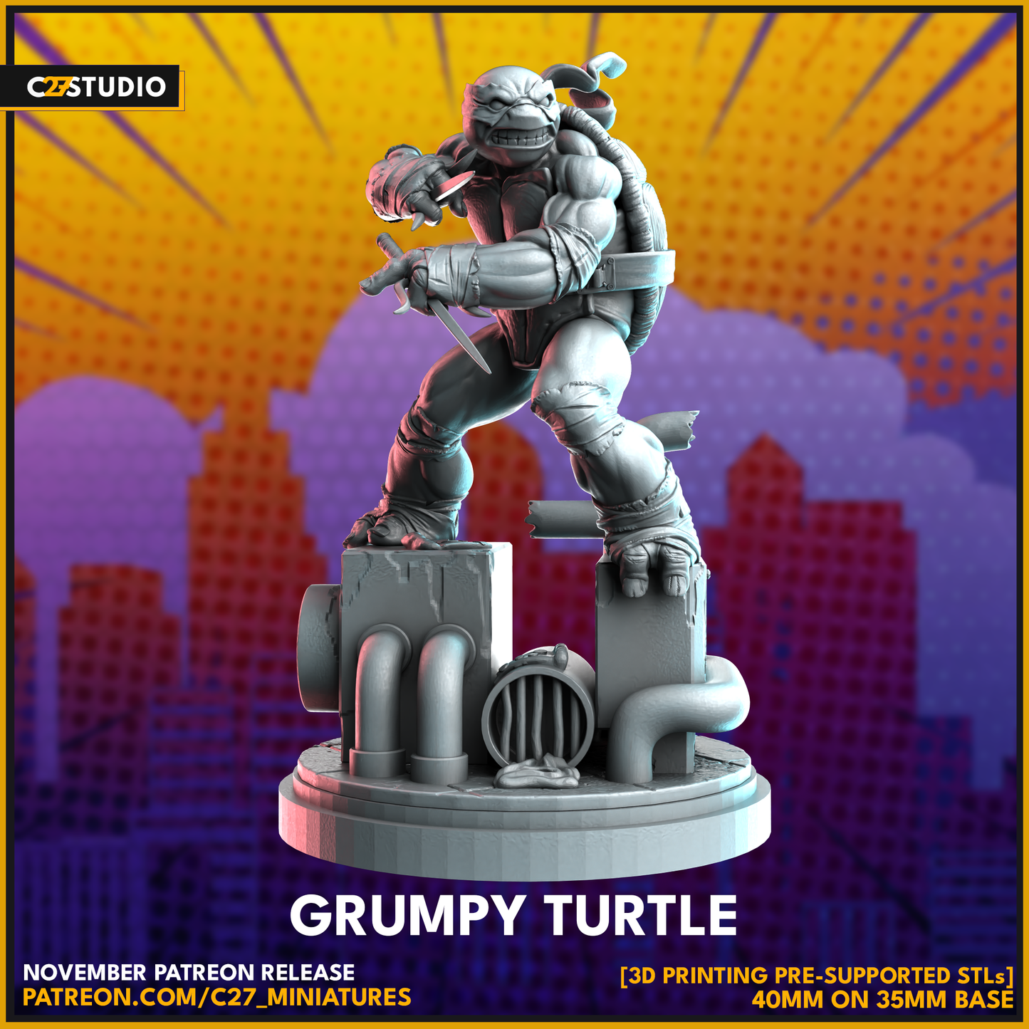 Unique Grumpy Turtle 3D Model by c27 – Tabletop Game Ready