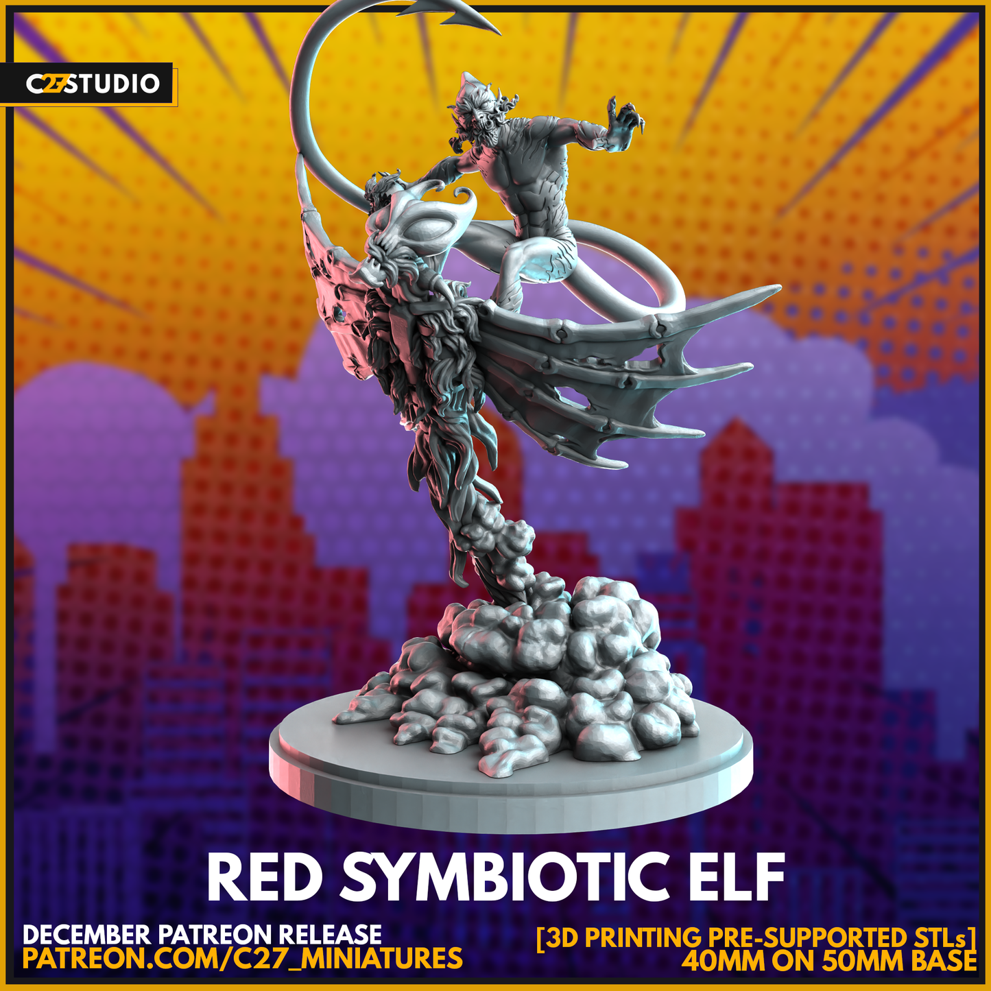 Red Symbiotic Elf 3D Model by c27 – Perfect for Custom Tabletop Games