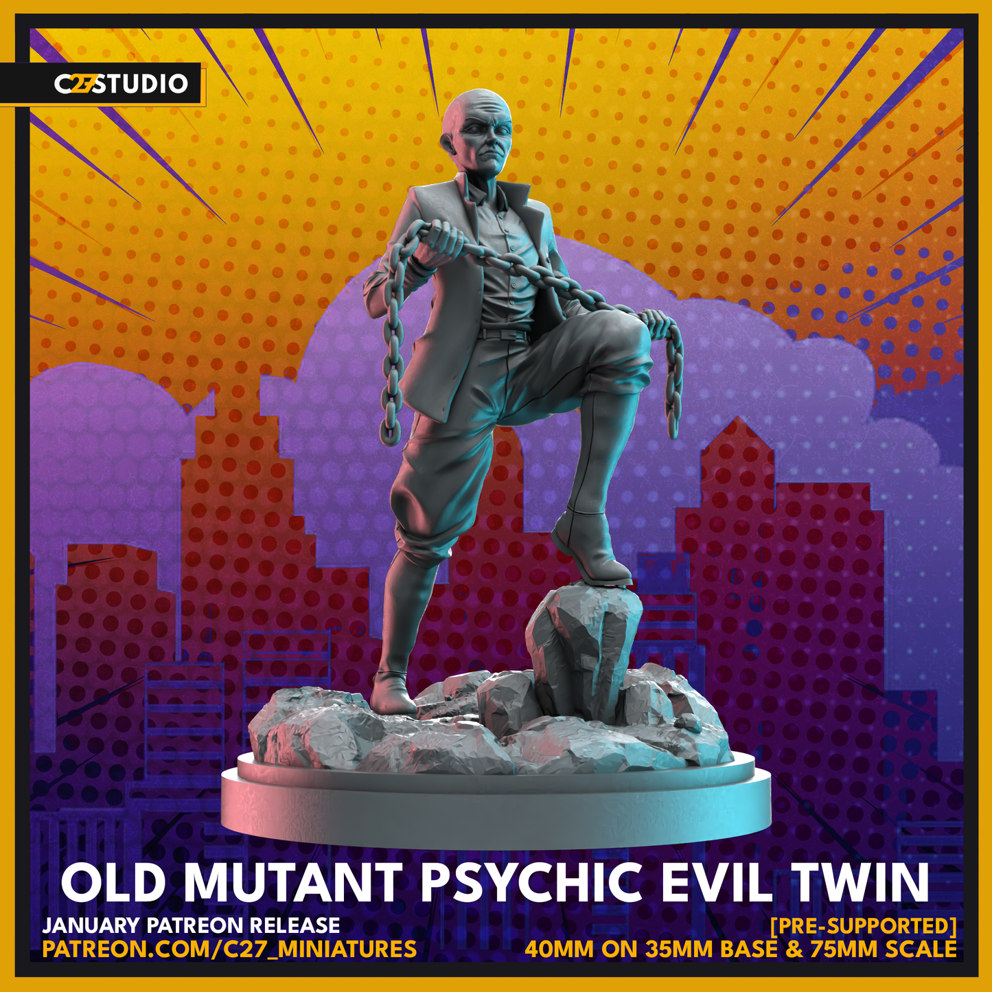 Old Mutant Psychic Evil Twin by c27 – 3D Printed Miniature for Tabletop