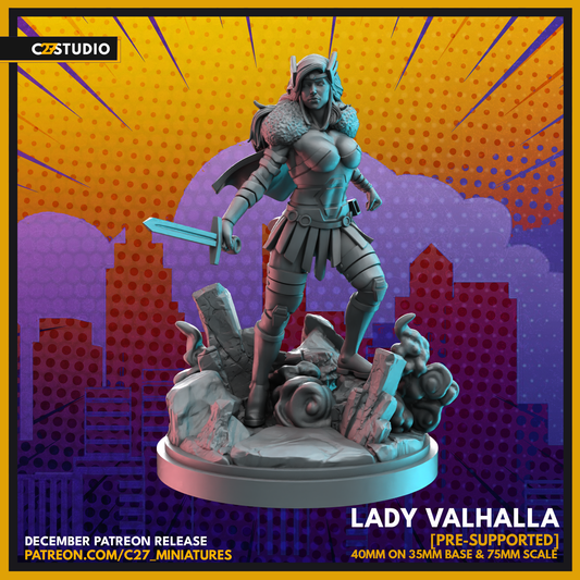 Lady Valhalla by c27 – 3D Printed Miniature for Tabletop