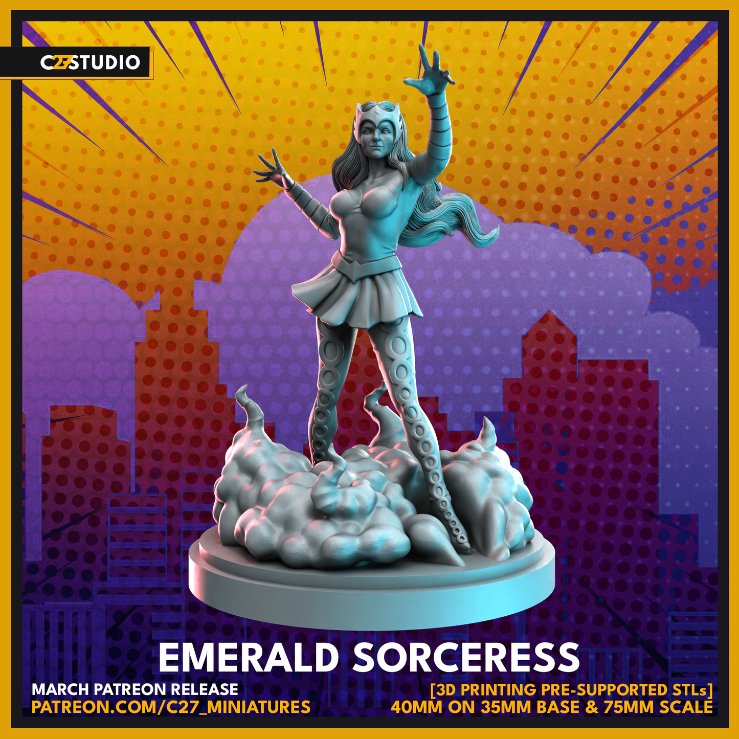 Emerald Sorceress by c27 – Custom Miniature for Tabletop Play