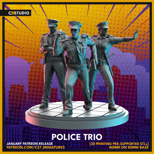 Police Trio 3D Model by c27 – Perfect for Custom Tabletop Games