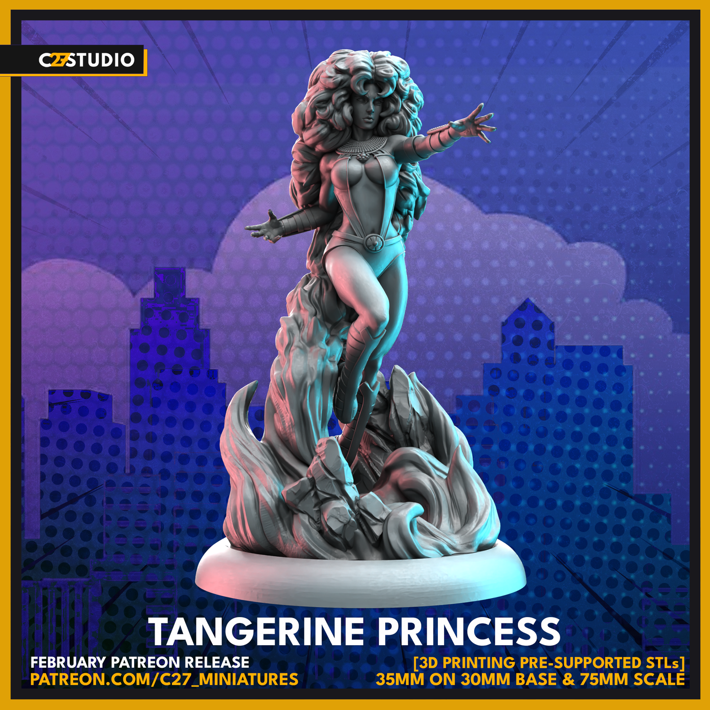 Tangerine Princess 3D Printed Miniature by c27 – Unique Game Piece