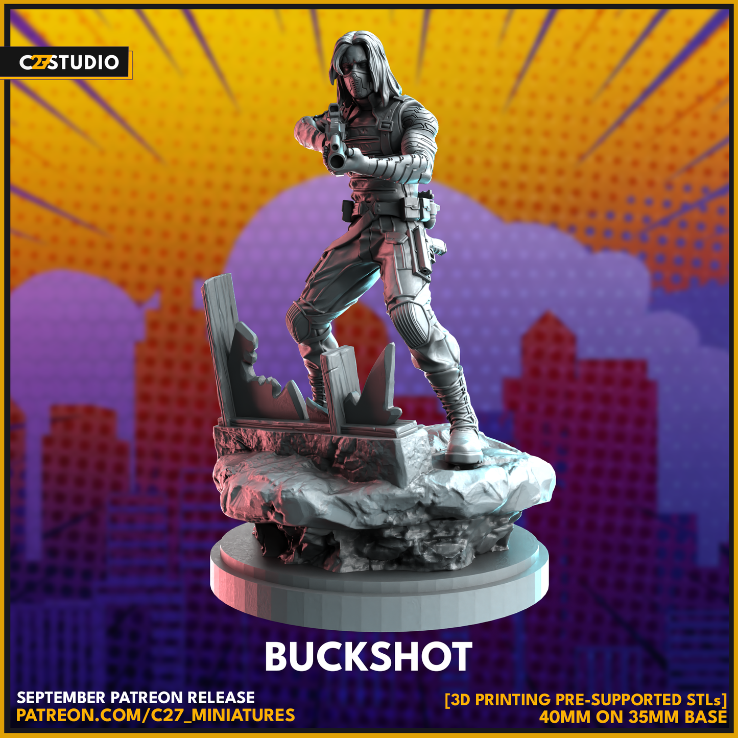 Buckshot 3D Printed Miniature by c27 – Unique Game Piece